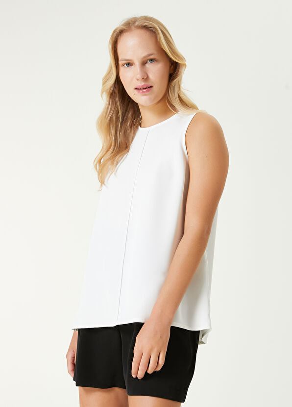 Beymen Club Beyaz Dökümlü Krep Bluz - 4