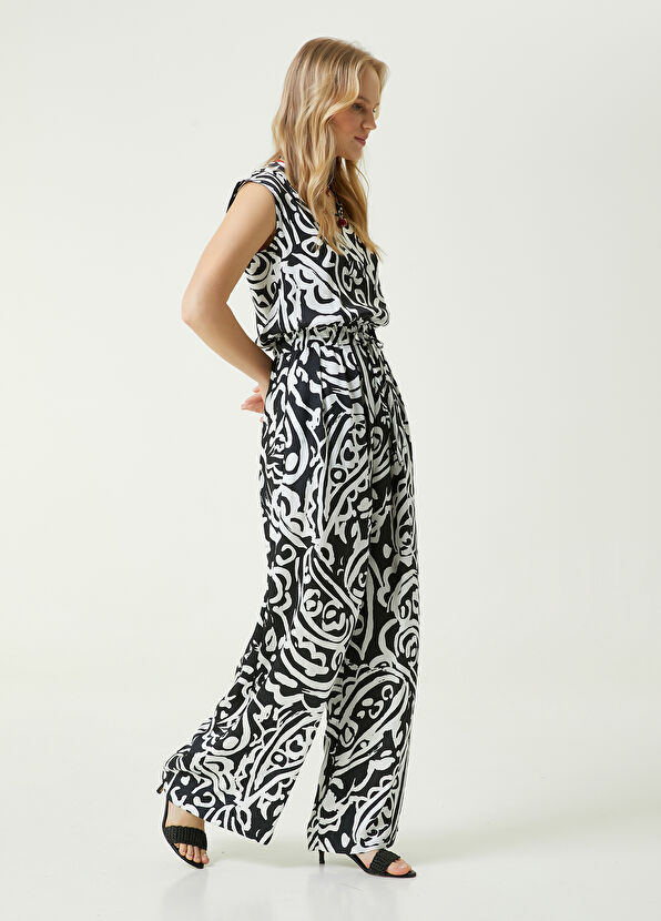 Beymen Club Siyah Beyaz Şal Desenli Uzun Tulum - 4