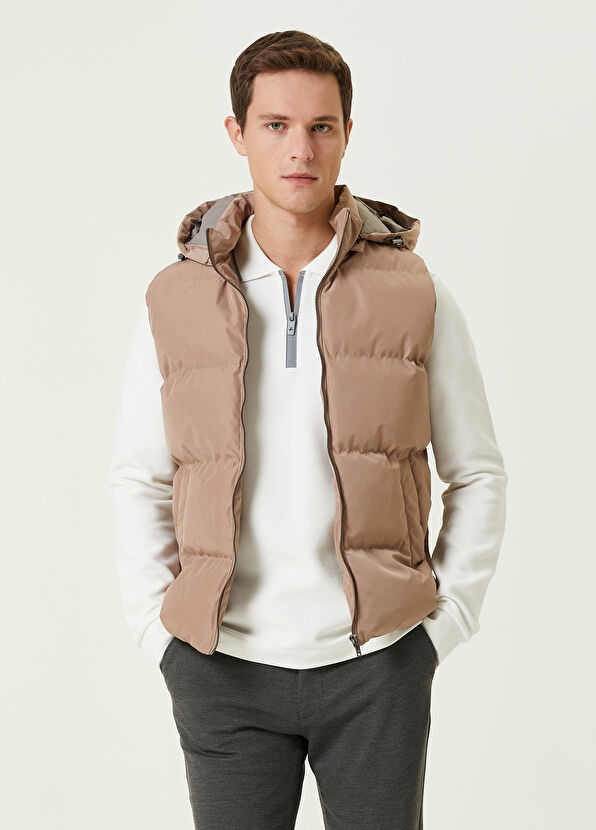 Beymen Club Bej Kapüşonlu Puff Yelek - 1