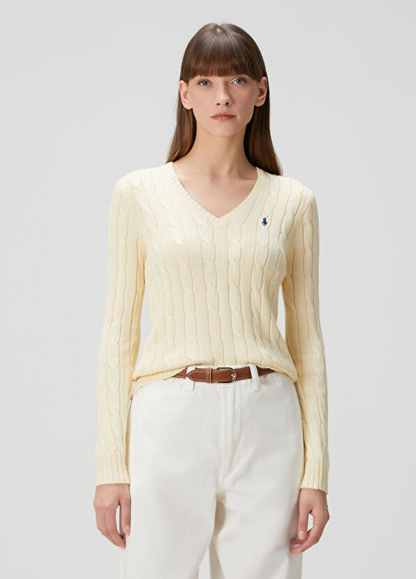 Krem Saç Örgülü Triko - Görsel 2