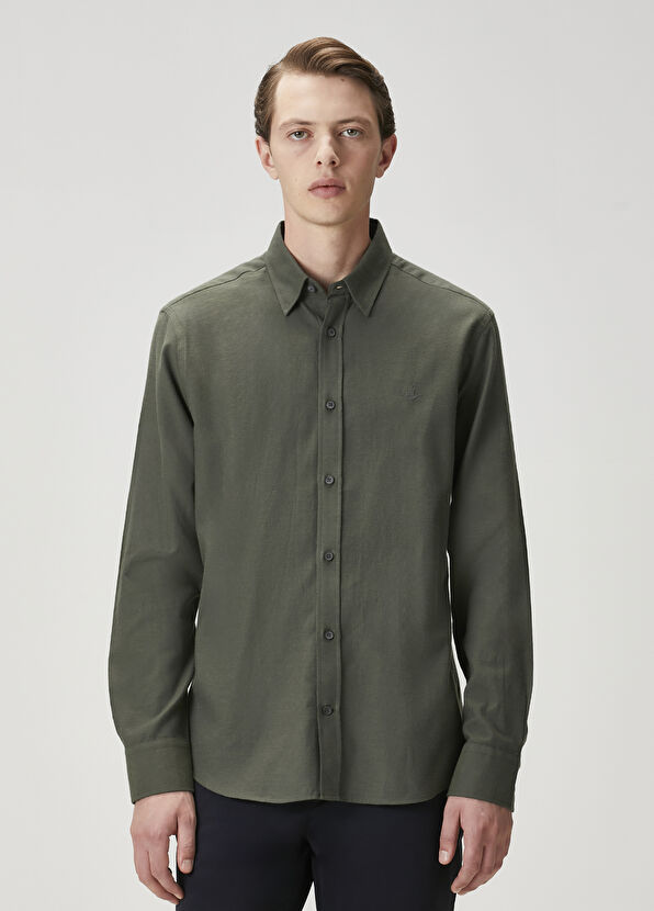 Beymen Club Comfort Fit Khaki Flannel Textured Shirt - 3