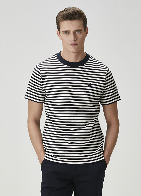 Beymen Club Lacivert Beyaz Çizgili T-shirt - 1