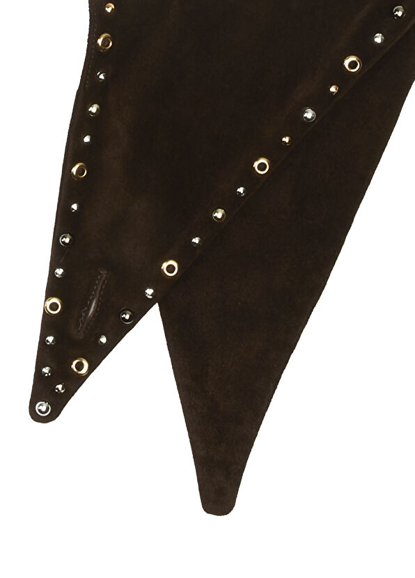 Beymen Club Brown Stud Triangle Women's Suede Scarf - 4