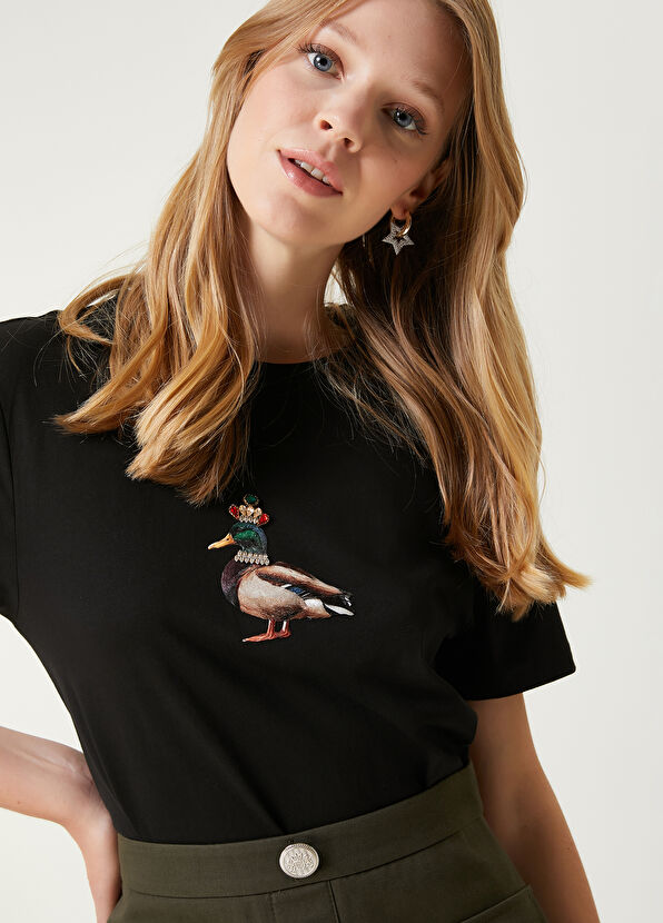 Siyah Ördek Baskılı T-shirt Beymen Club Siyah Ördek Baskılı T-shirt - 2