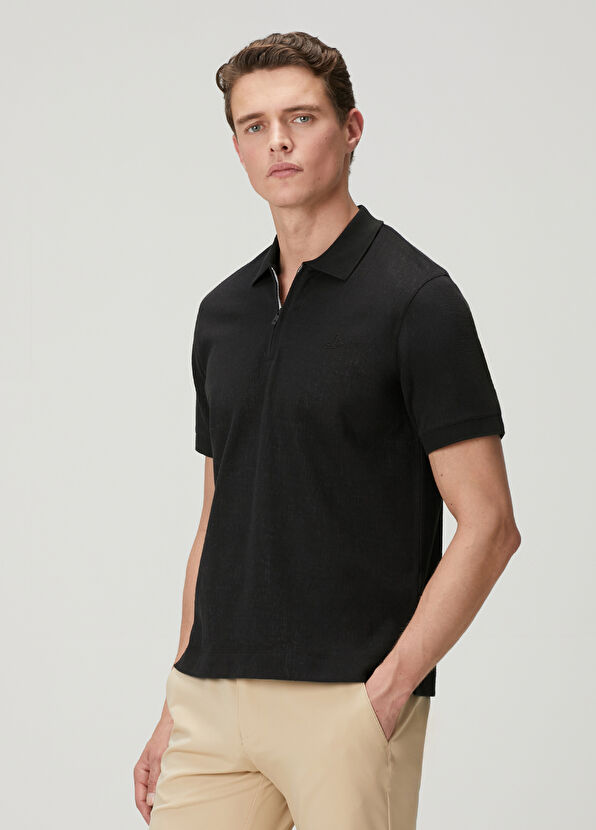 Beymen Club Siyah Comfort Fit Fermuarlı Polo T-shirt - 4