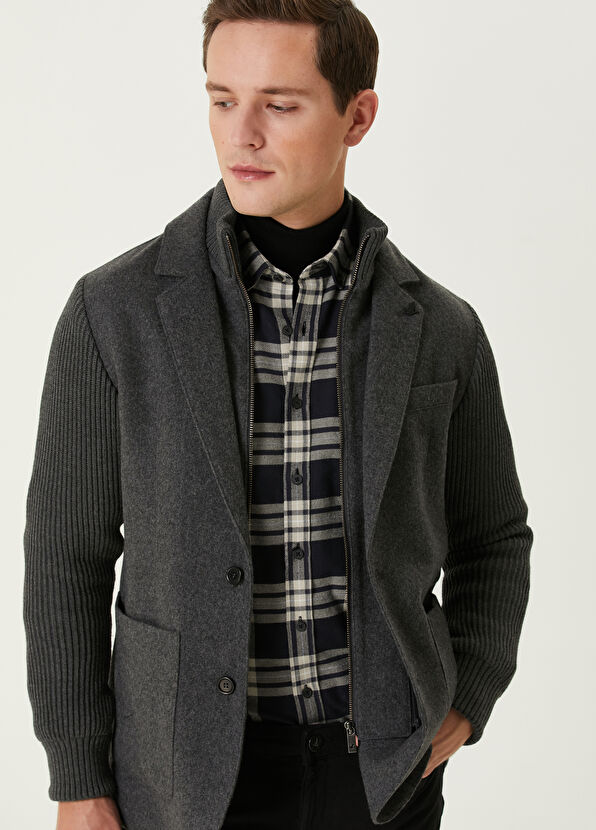 Beymen Club Anthracite Vest Detailed Wool Jacket - 2