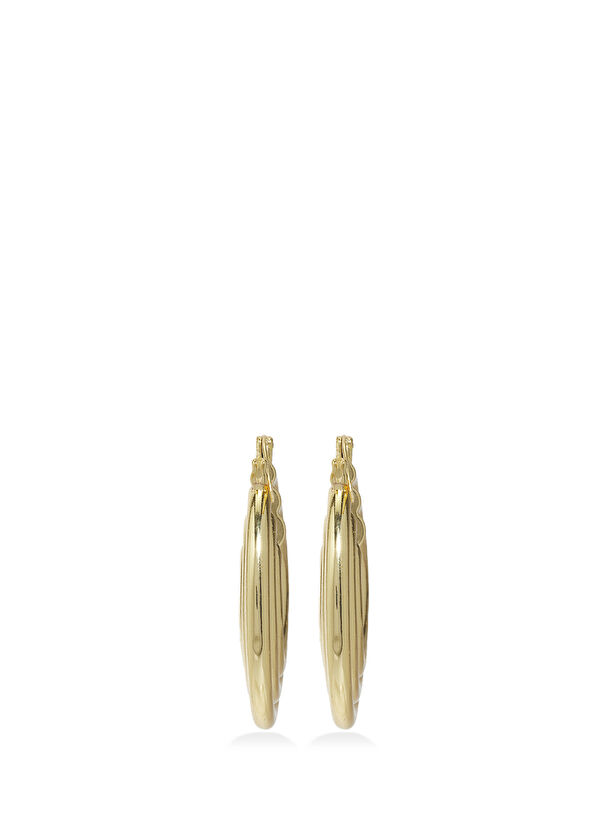 Beymen Club Gold Striped Womens Hoop Earrings - 1