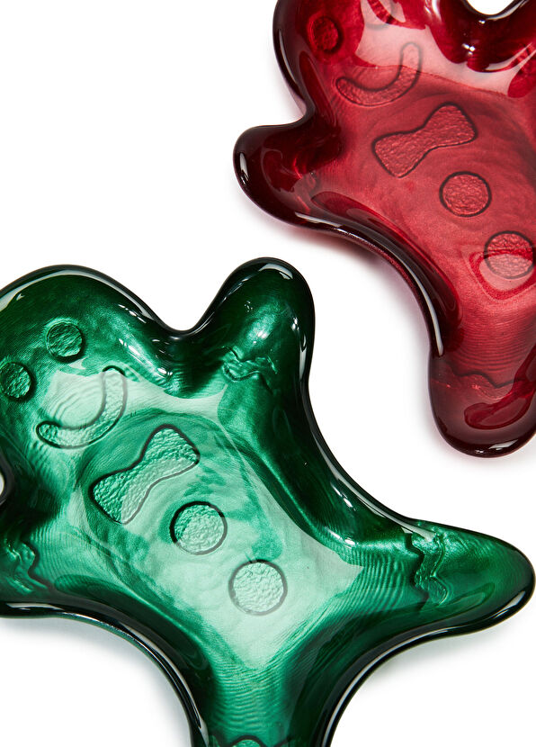 Beymen Hediye Gingerbread Green Red Mini 2-Piece Glass Plate Set - 4