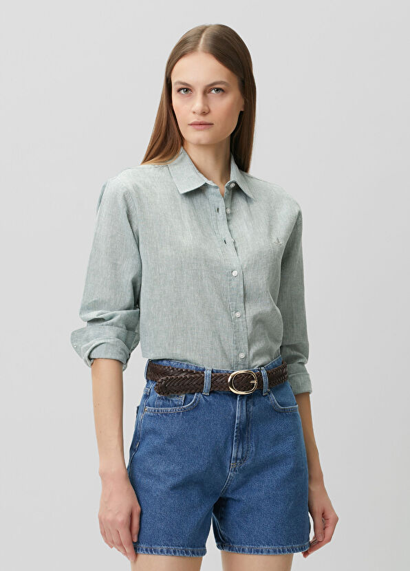 Beymen Club Su Yeşili Keten Gömlek - 4