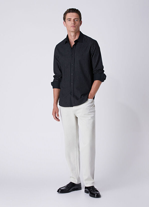 Beymen Club Comfort Fit Black Wool Blend Flannel Shirt - 3