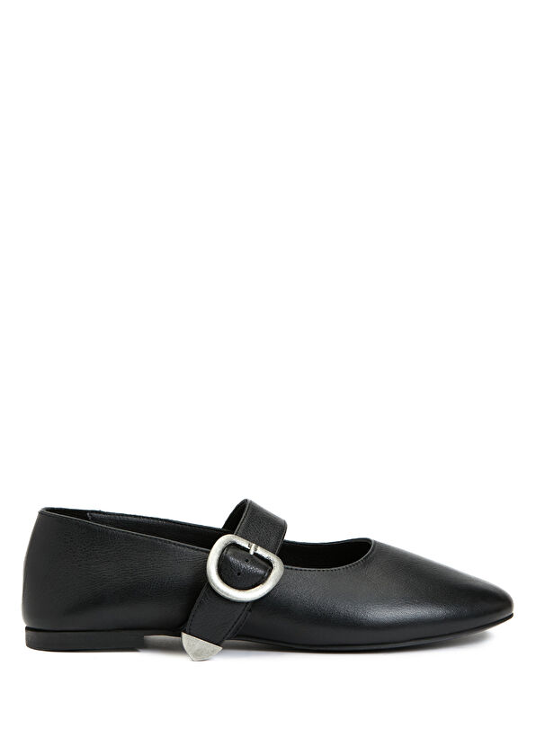 Beymen Club Mary Jane Black Women's Leather Ballet Flats - 1