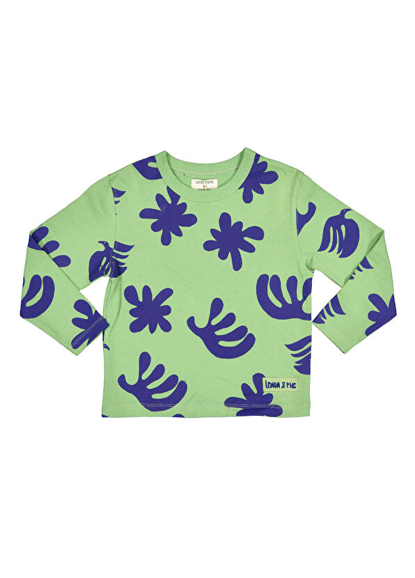 Lemon & Pie Printy Green Cotton Long Sleeve Unisex Kids T-shirt - 1