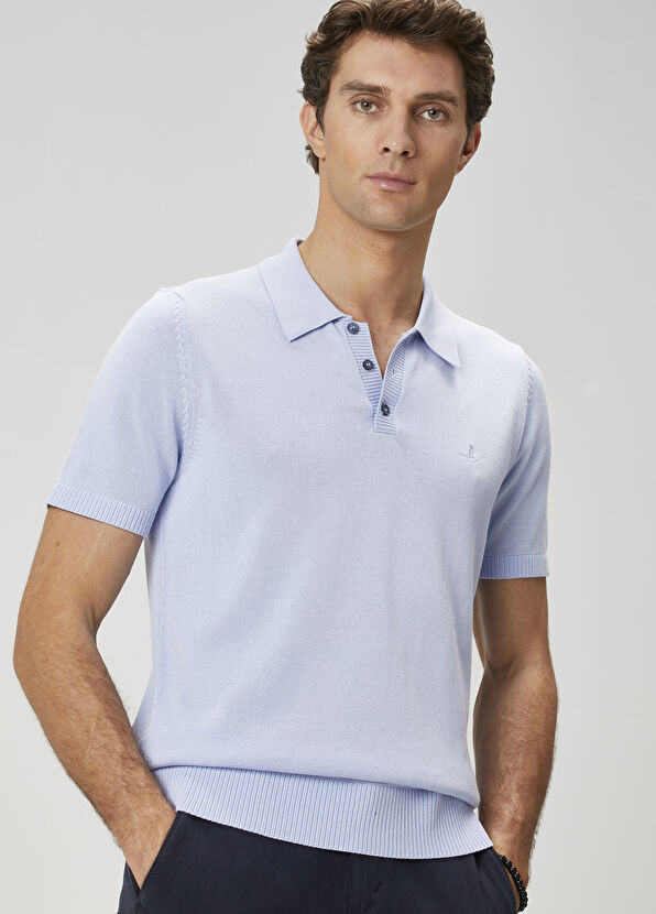 Beymen Club Mavi Polo Yaka Kısa Kollu Triko - 2