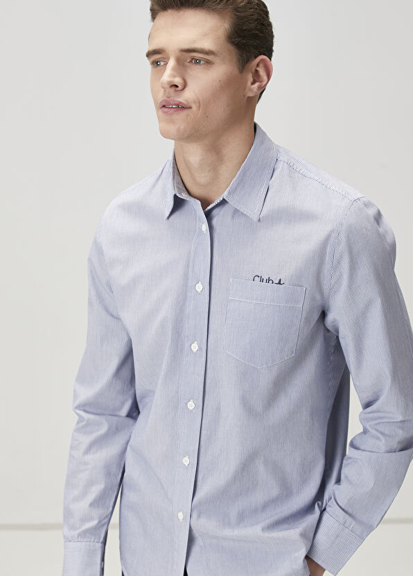 Beymen Club Comfort Fit Mavi Beyaz Gömlek - 2