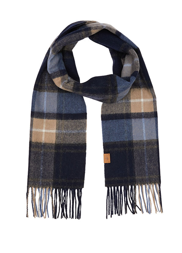 Beymen Club Lacivert Kare Desenli Erkek Yün Atkı - 2