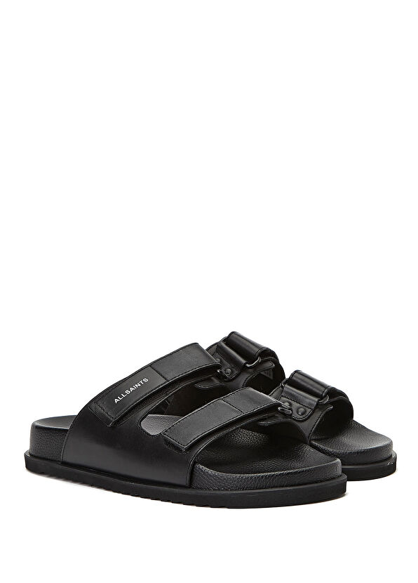 AllSaints Vex Black Men's Leather Slippers - 2