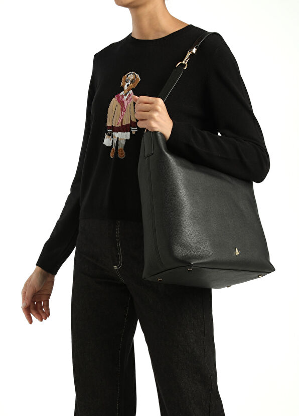 Beymen Club Black Women's Leather Hobo Shoulder Bag - 2