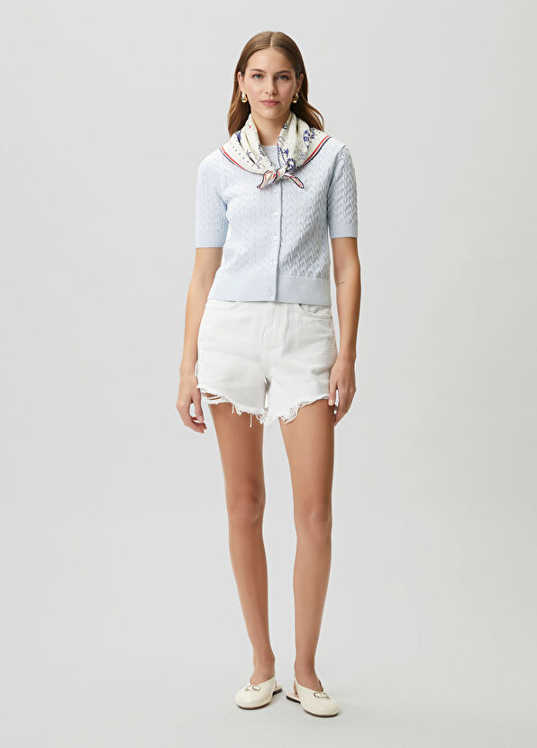 Beymen Club Blue Cable Knit Mini Cardigan - 3