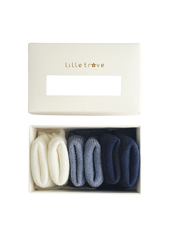Lille Trove Renkli Yenidoğan Unisex Bebek 3'lü Çorap Seti - 2