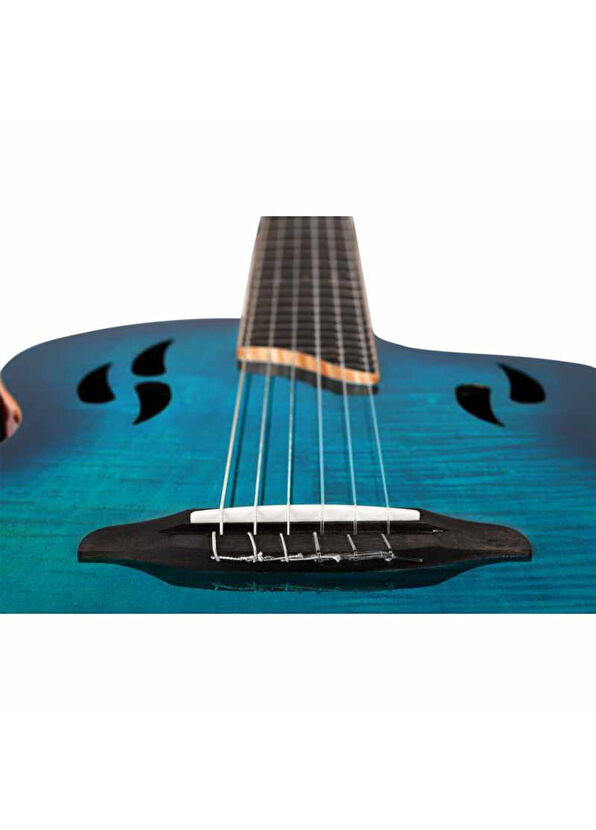 Ortega TourPlayer Deluxe RTPDLX- FMA Blue Burst Elektro Klasik Gitar - 4