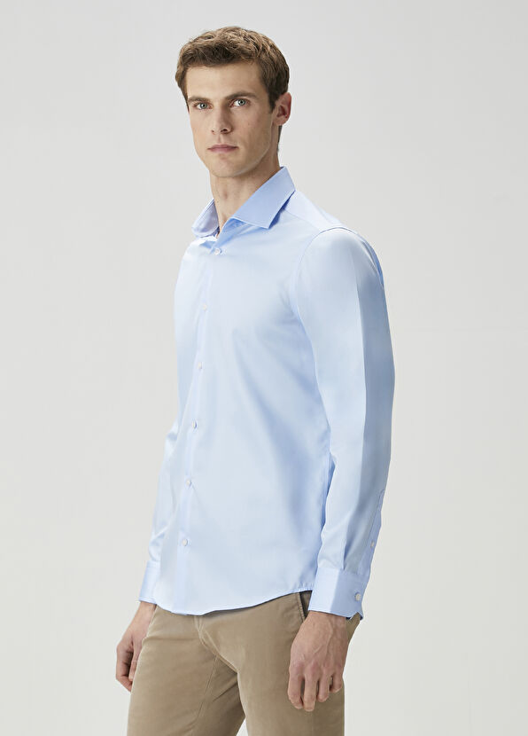 Beymen Club Comfort Fit Blue Non-Iron Shirt - 2