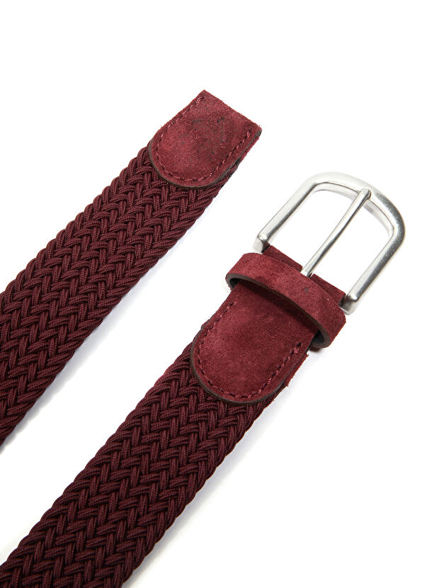 Beymen Club Burgundy Rubber Braided Men's Belt - 2