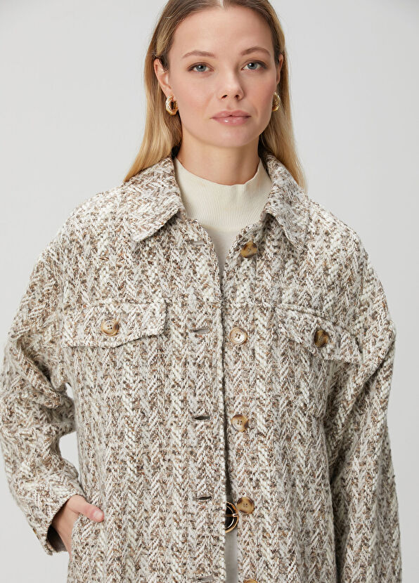 Vizon Yün Karışımlı Tweed Gömlek - Görsel 3