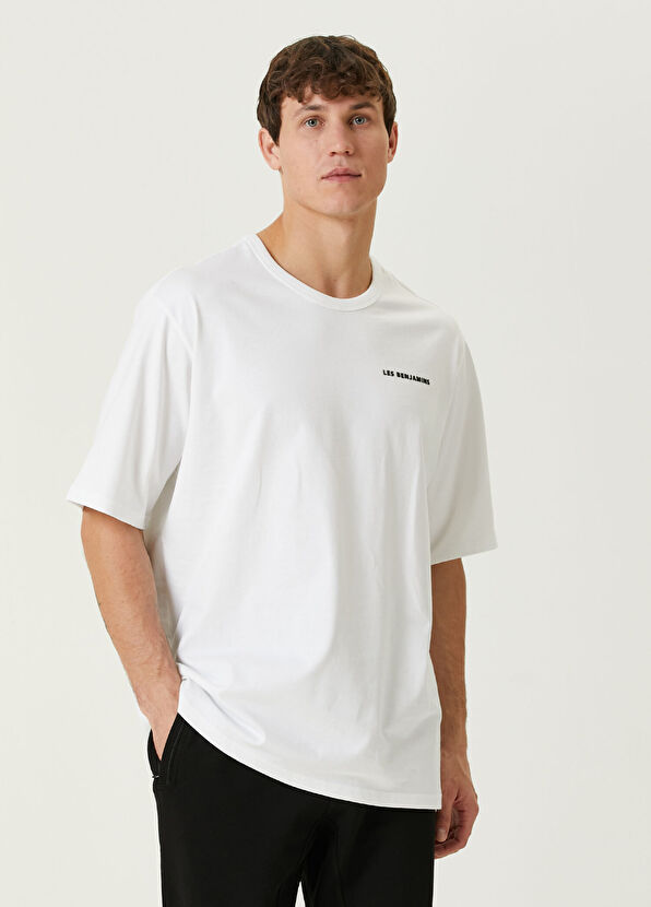 Les Benjamins Beyaz Logo Baskılı T-shirt - 1