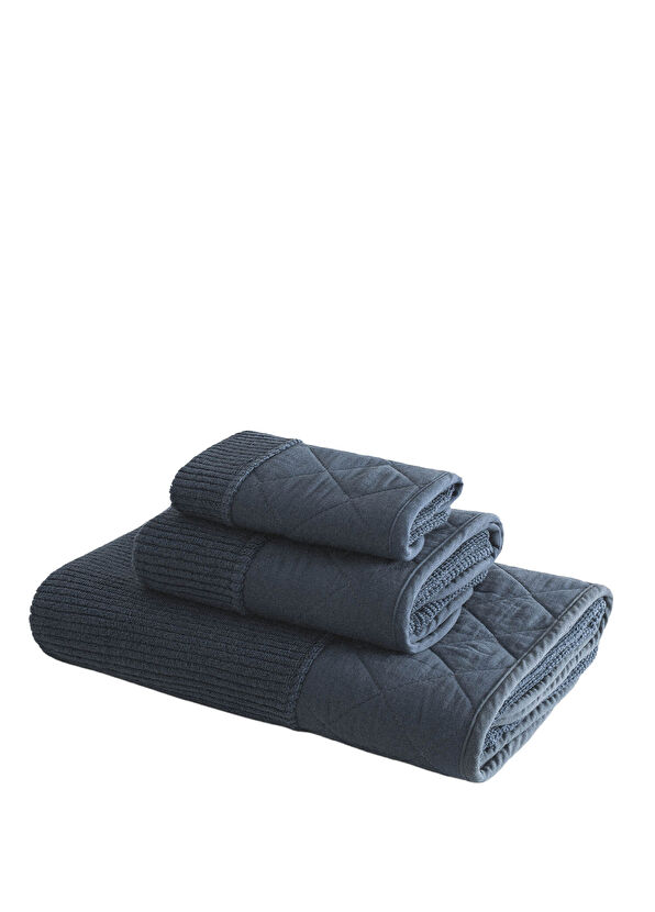 Ecocotton Hüma 3-Piece Towel Set 100% Cotton Quilted Navy Blue - 2