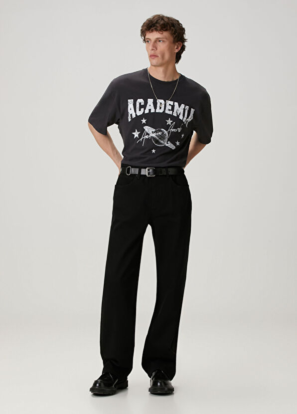 Academia Antrasit Konser Tema Baskılı T-shirt - 3
