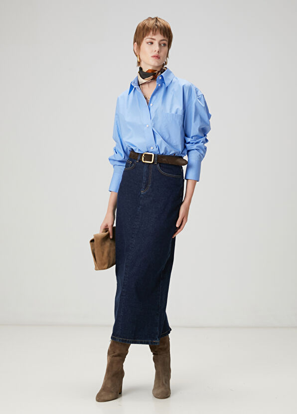 Beymen Club Indigo Midi Denim Etek - 3