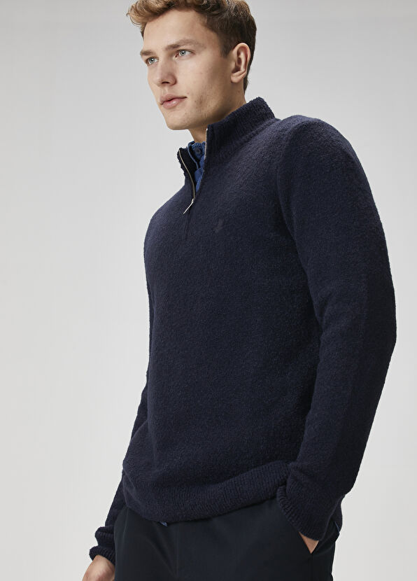 Beymen Club Navy Blue Bouclé Knitted Sweater - 2