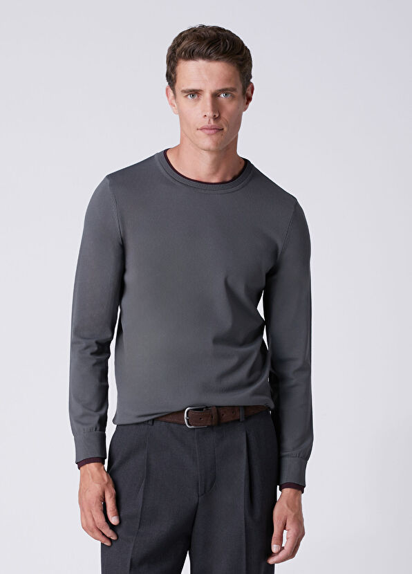 Beymen Club Anthracite Contrasting Color Detail Sweater - 2