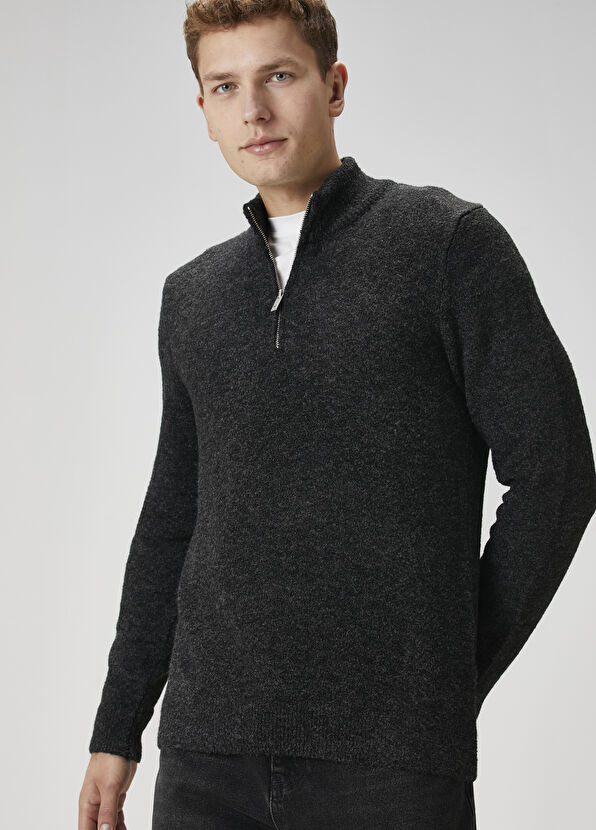 Beymen Club Anthracite Collar Zippered Sweater - 2