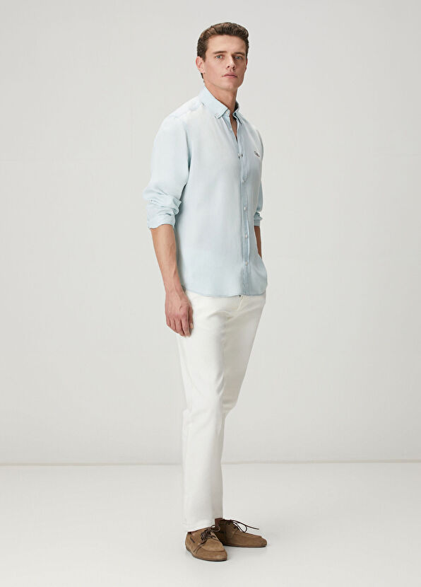 Beymen Club Comfort Fit Light Blue Lyocell Jean Shirt - 3