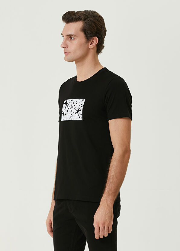 Beymen Club Siyah Palmiye Baskılı T-shirt - 4