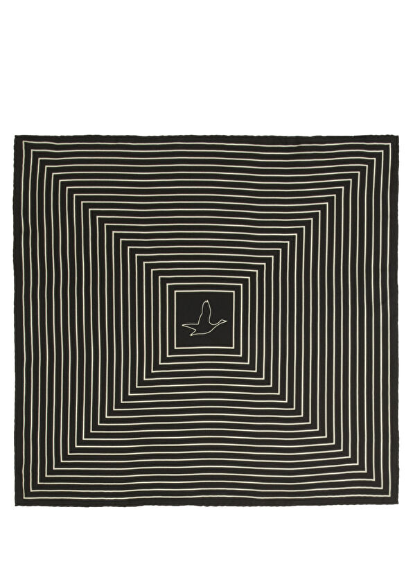 Beymen Club Black Striped Silk Scarf - 1
