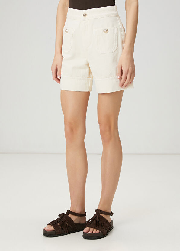 Beymen Club Off-White Denim Shorts - 4
