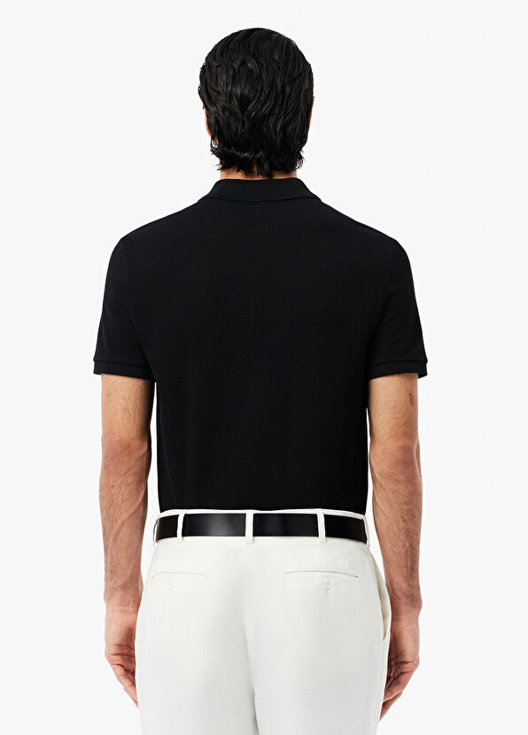 L.12.12 Siyah Slim Fit Kısa Kollu Erkek Polo T-Shirt - Görsel 4