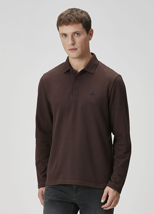 Beymen Club Comfort Fit Dark Brown Polo Sweatshirt - 1