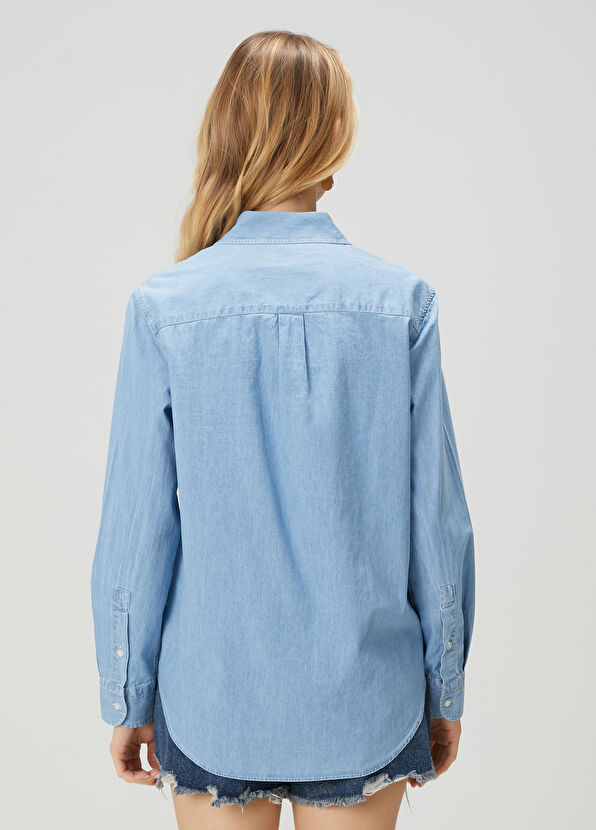 Blue Denim Shirt Beymen Club Blue Denim Shirt - 4