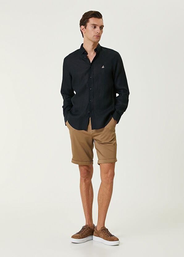 Beymen Club Comfort Fit Siyah Keten Gömlek - 3