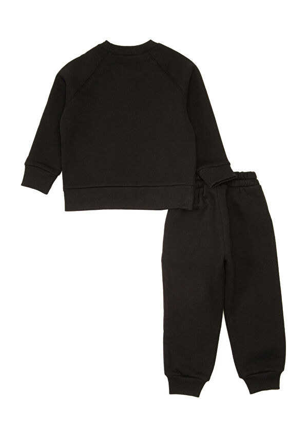 Pueril Siyah 2li Şardonlu Kız Çocuk Eşofman Takımı - 2