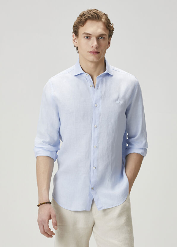 Beymen Club Açık Mavi Keten Gömlek - 1