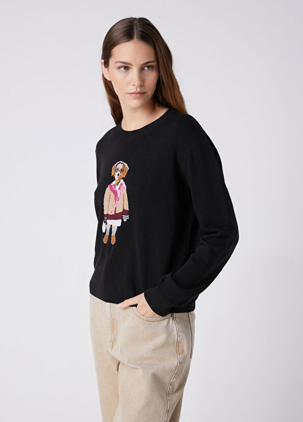 Beymen Club Black Dog Jacquard Sweater - 4