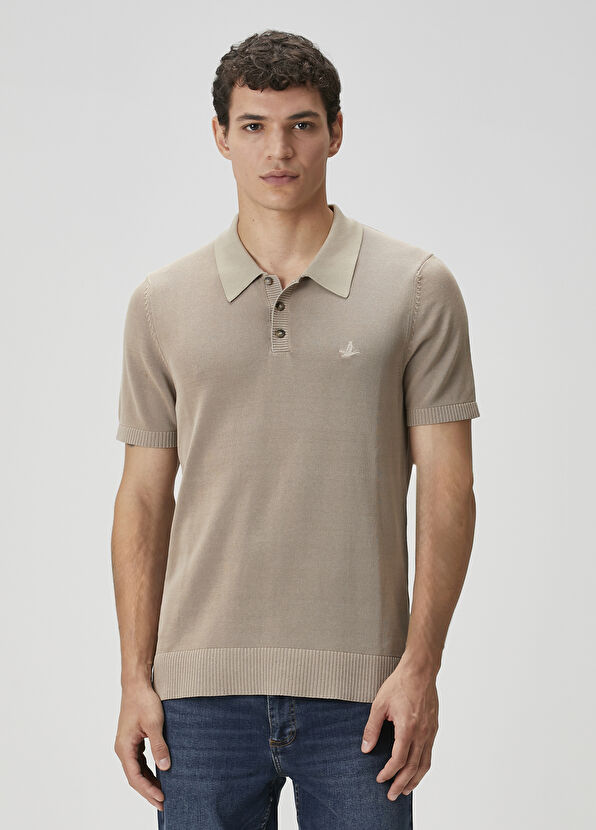 Beymen Club Bej Polo Yaka Kısa Kollu Triko - 1