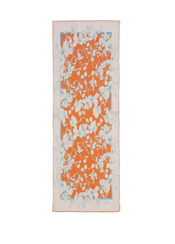 Beymen Club Turuncu Çiçek Desenli Kadın Şal - 2