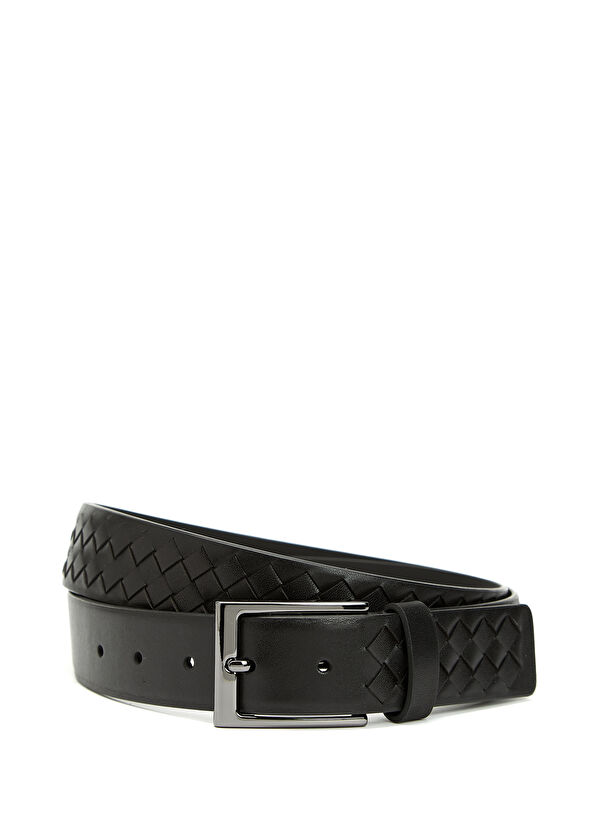 Beymen Club Siyah Kare Dokulu Erkek Deri Kemer - 1