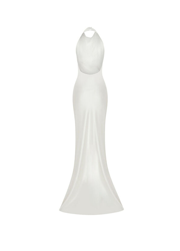 Soleil d'Asie Alice Beyaz Saten Sırt Dekolteli Kadın Abiye Elbise - 2