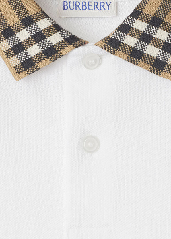 Burberry Johane Beyaz Collar Koton Polo Yaka Kısa Kollu Unisex Çocuk T-shirt - 4